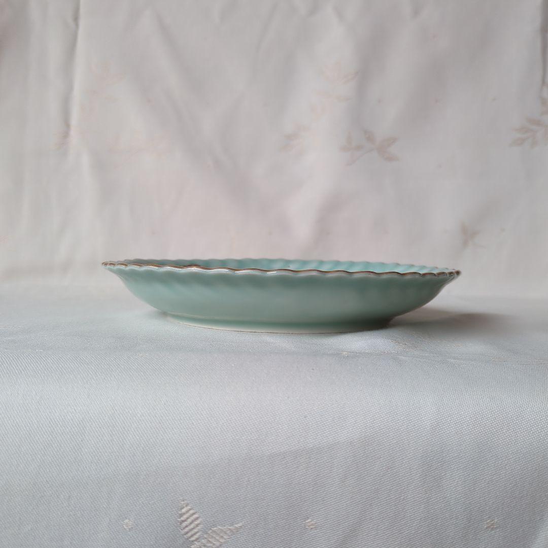 古伊万里 七寸皿 ① 色絵 青磁 菊文様 江戸期