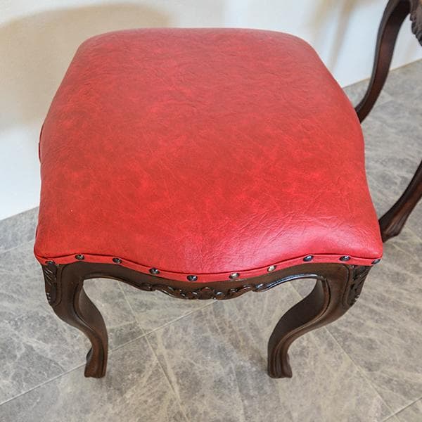 お値下げ！　ロココ調　猫脚スツール　PVCレッド　 新品　宮廷風　華やかな雰囲気