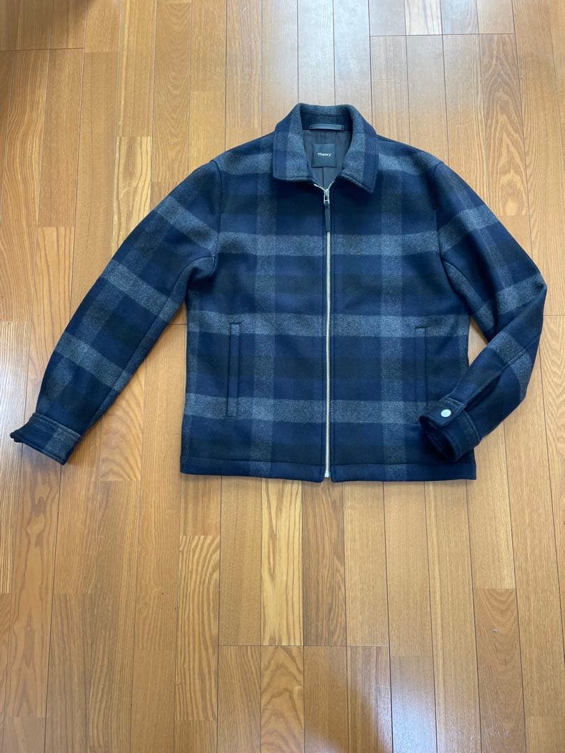 Theory メルトンウールブルゾンモザイクチェック　Lサイズ