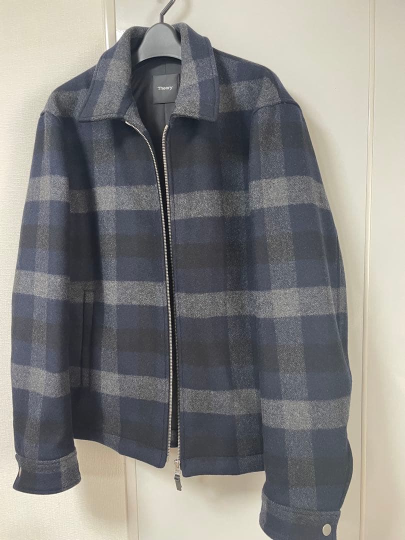 Theory メルトンウールブルゾンモザイクチェック　Lサイズ