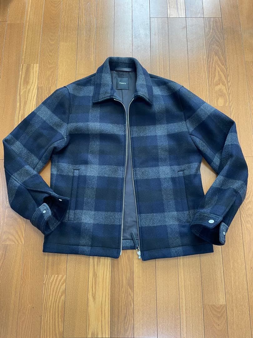 Theory メルトンウールブルゾンモザイクチェック　Lサイズ