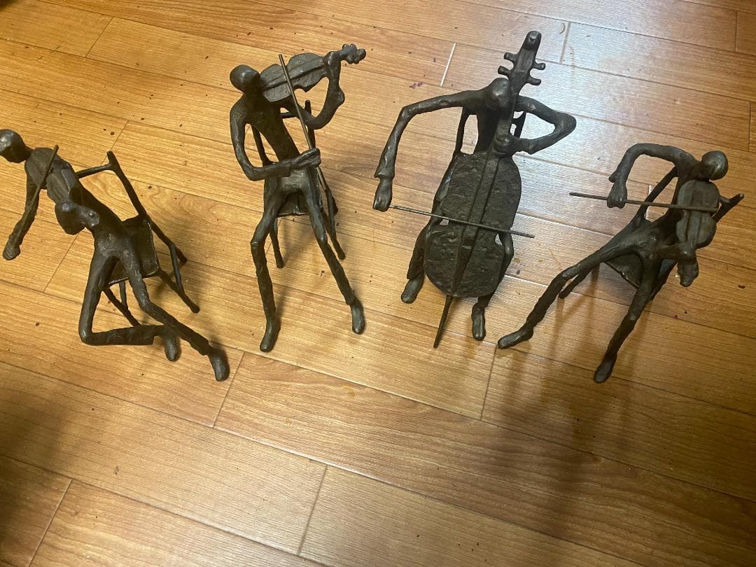 弦楽四重奏 ブロンズオブジェ 金属 彫刻 置物 音楽家 モダン アート