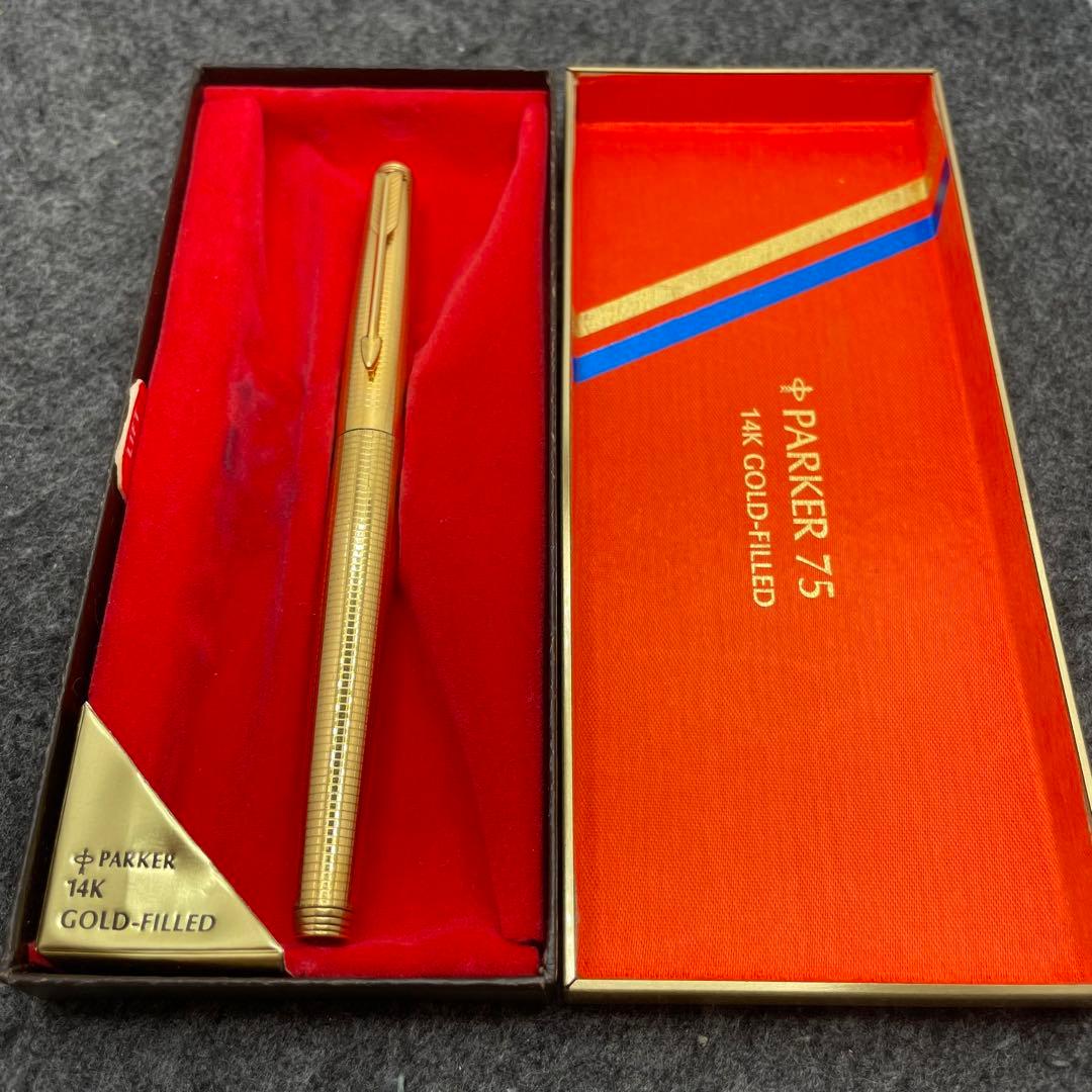 ☆PE421□パーカー75 万年筆 14KG.F. シズレ 箱付き