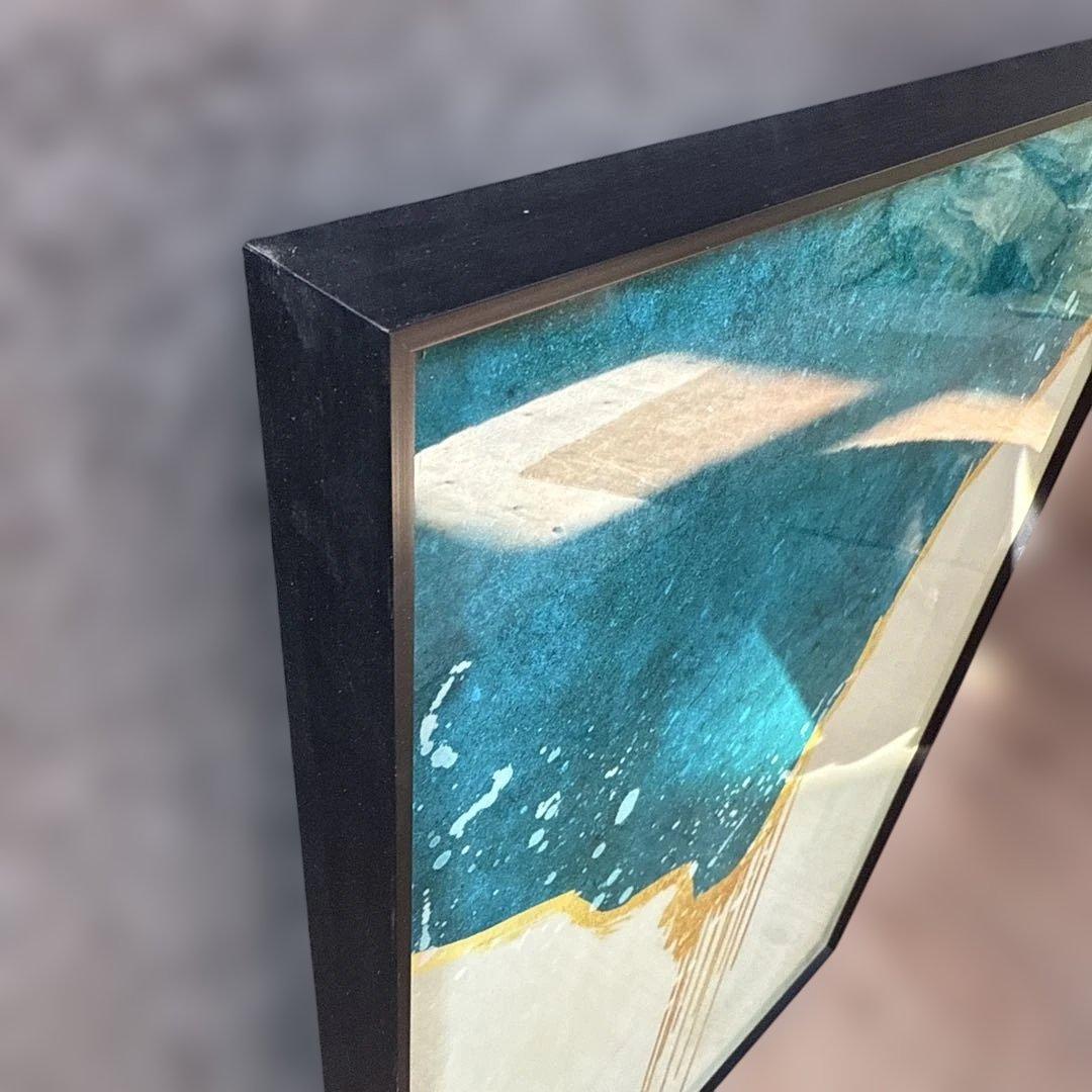 青と金の抽象画 アクリル・ガッシュ3枚セット