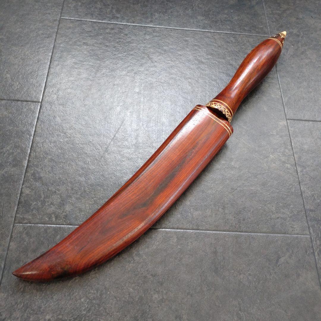 【希少 カンボジア ナイフ】大サイズ 木製 戦闘具 オブジェ 木彫 工芸品