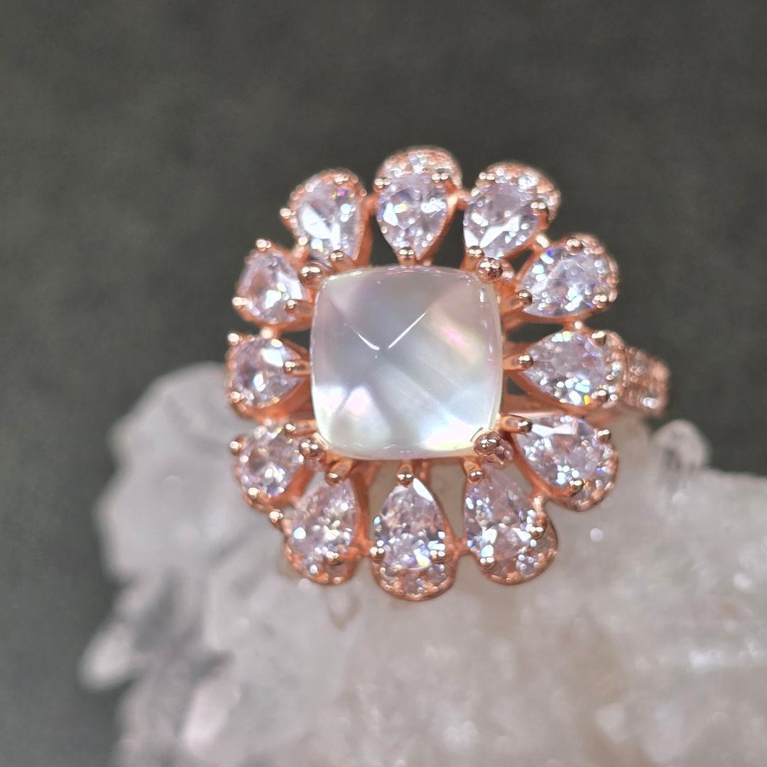 天然水晶xマザーオブパール　リング　天然水晶　マザーオブパール　指輪