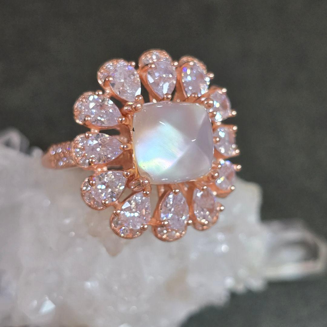 天然水晶xマザーオブパール　リング　天然水晶　マザーオブパール　指輪