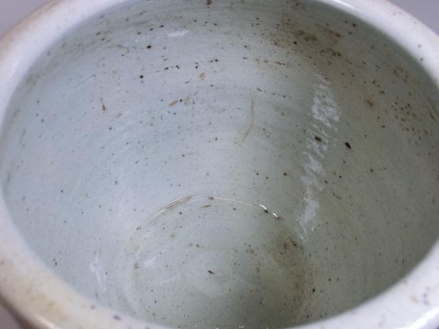 水指■青華花唐草紋 漆器蓋 唐物 染付 古玩 茶器 みずさし 古いお茶道具 骨董