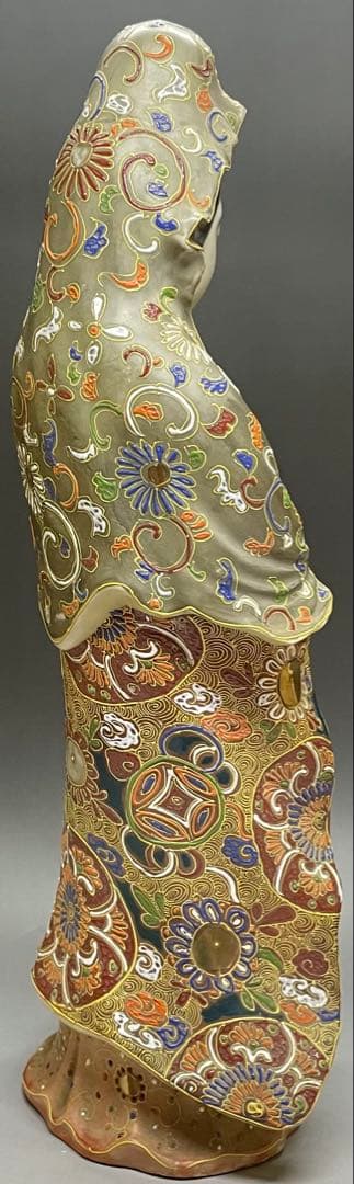 九谷焼　聖観音菩薩像　立像　色絵　金彩　置物　38cm 　Y302