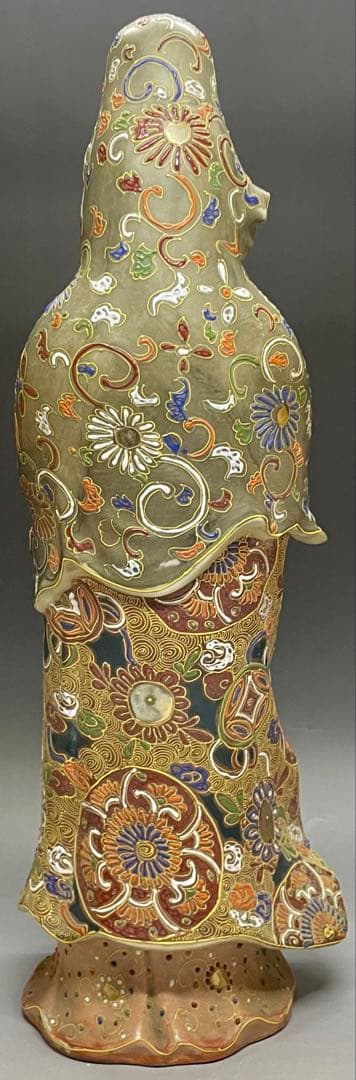 九谷焼　聖観音菩薩像　立像　色絵　金彩　置物　38cm 　Y302