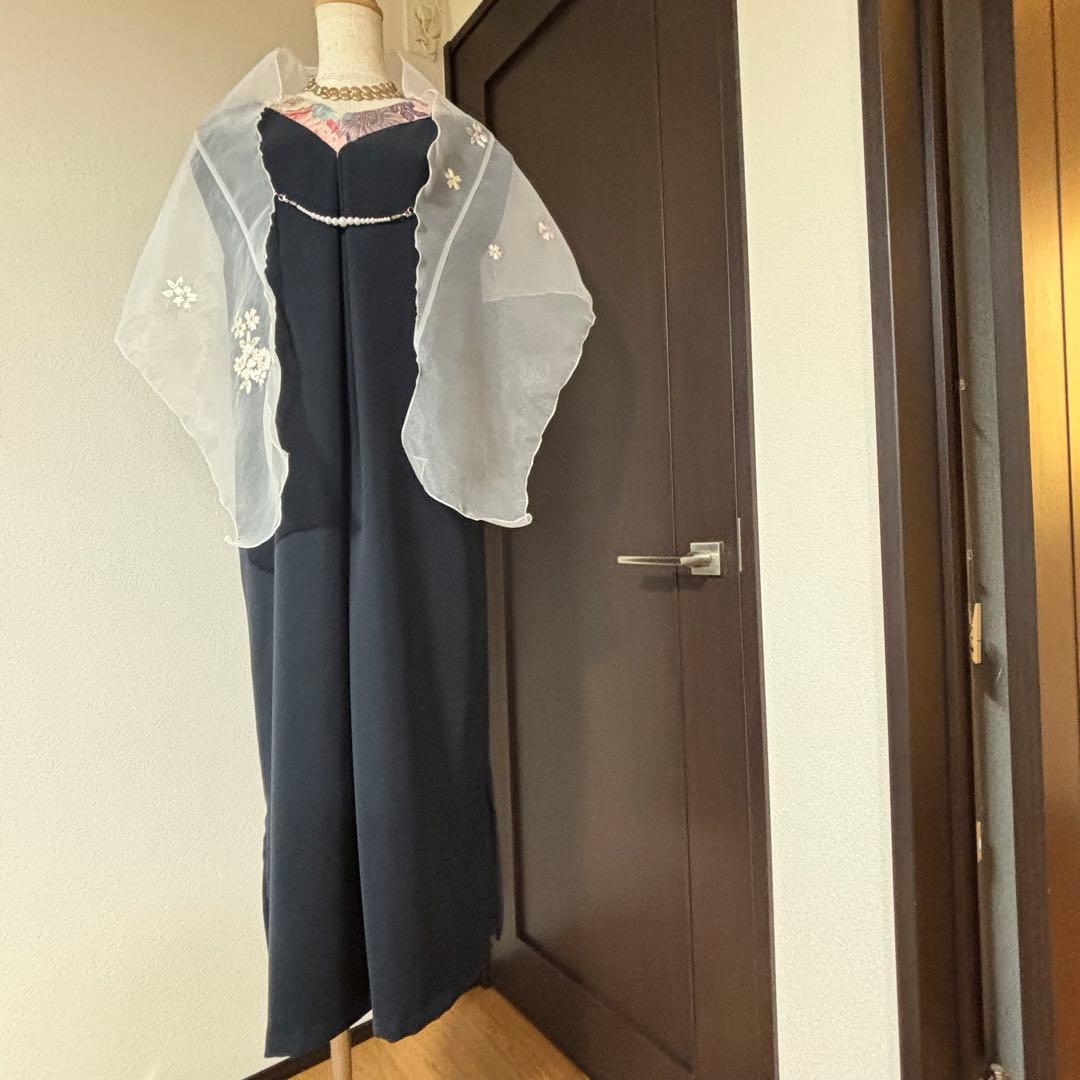 彩♪ 袋帯と未使用服地からロングワンピース❣️ストール付