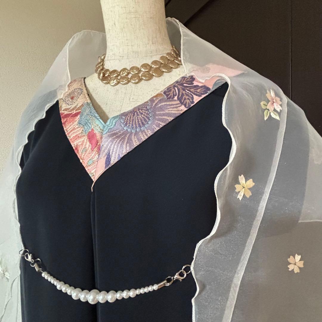 彩♪ 袋帯と未使用服地からロングワンピース❣️ストール付