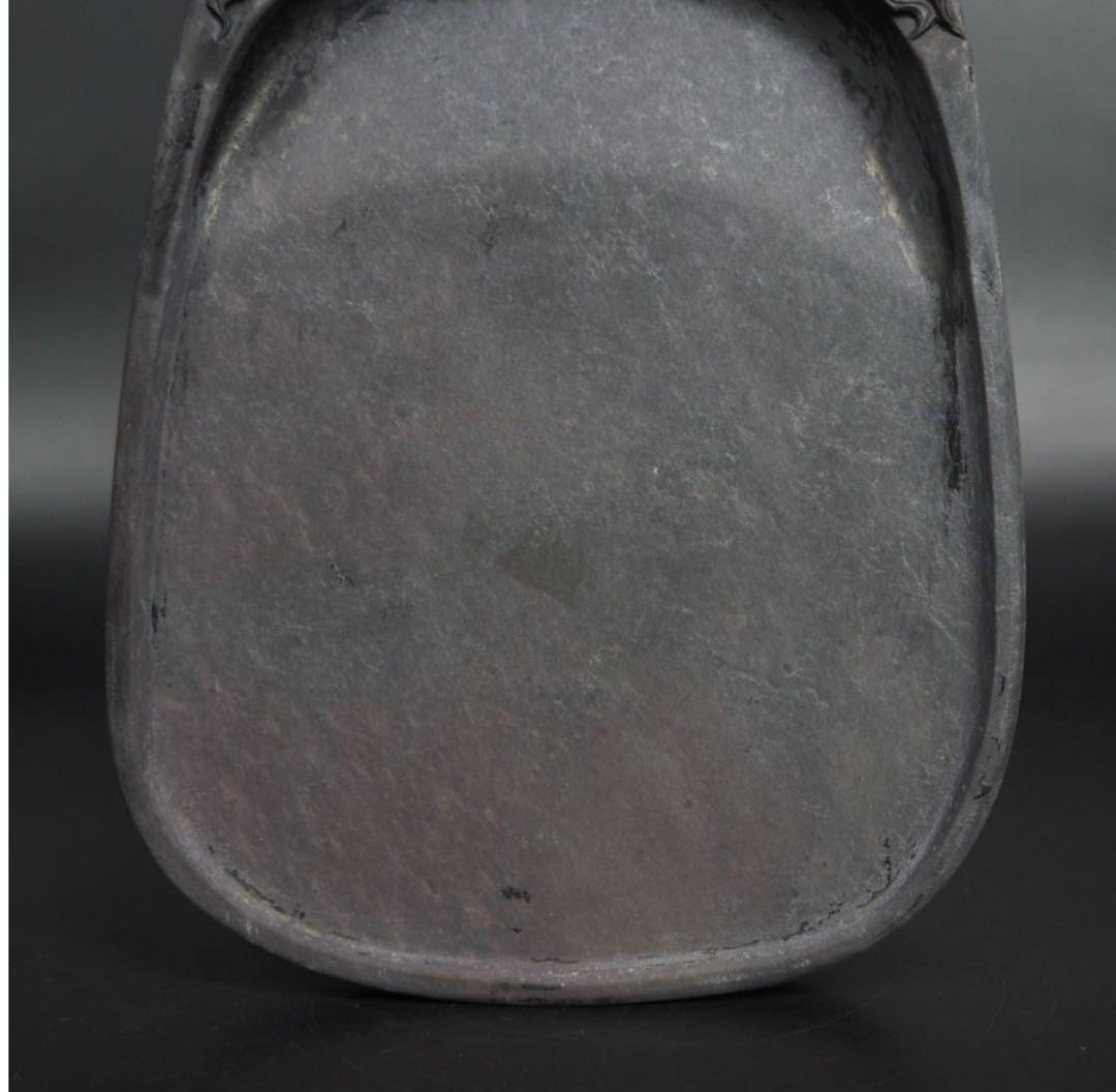 送料無料 時代物　雲龍紋彫端渓硯　書道具