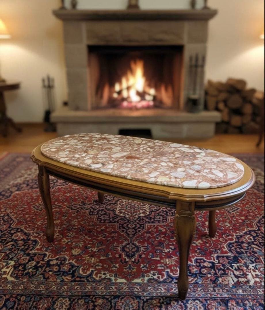 大理石 ローテーブル イタリア製 猫脚