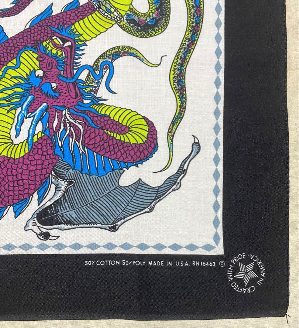 ★ デッドストック スネーク ドラゴン USA製 ビンテージバンダナ 1520