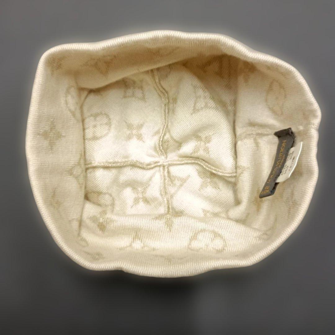 ルイヴィトン ニットキャップ モノグラム ベージュ カシミア シルク 箱付