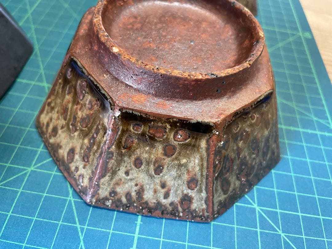 s*a様 宮城陶器　宮城正幸　八角鉢　四つ【m1402 沖縄　やみむん　骨董　民