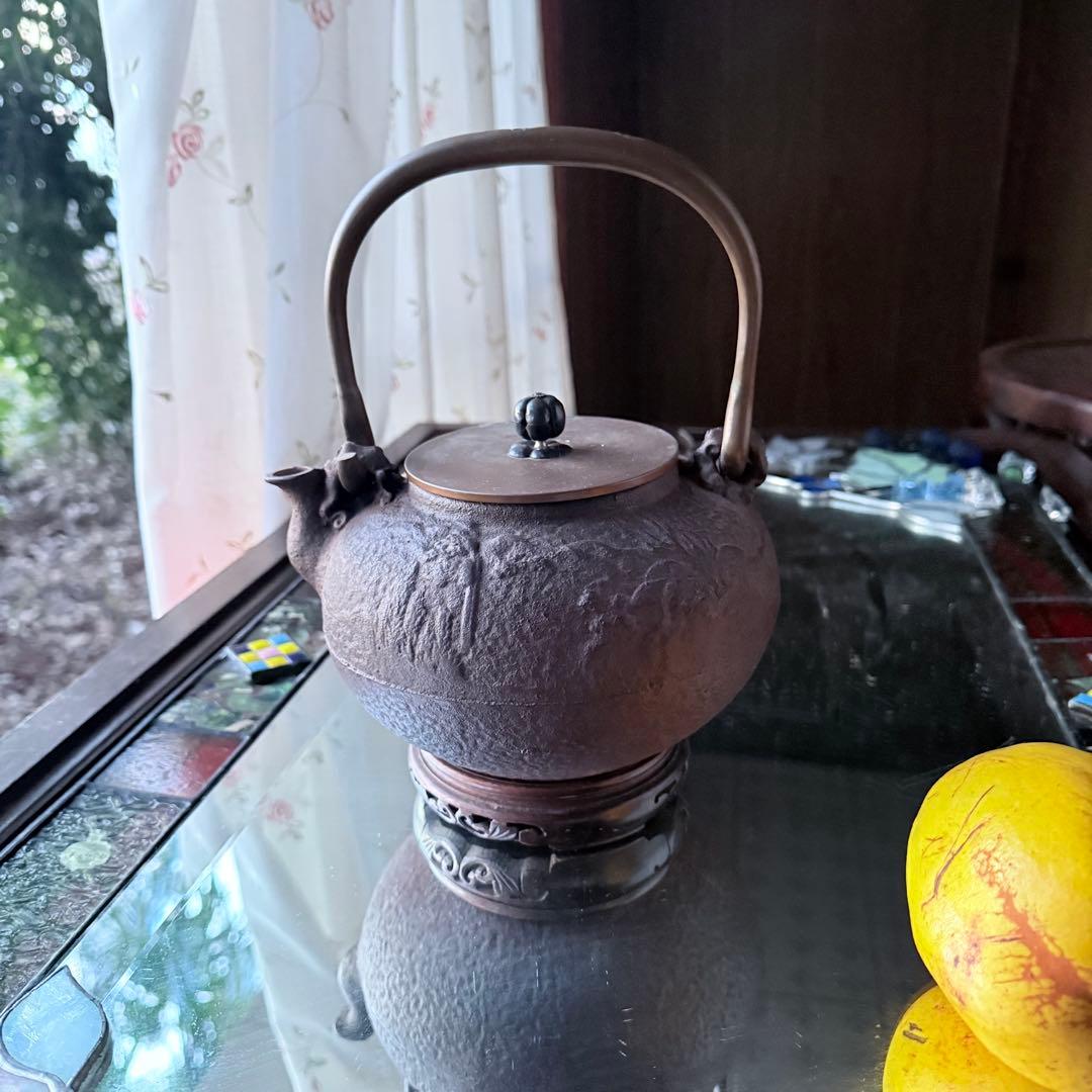 超限定1月2日20時迄‼️あったまろTETSUBIN 亀文堂姥口陽刻「松風」銘鉄瓶