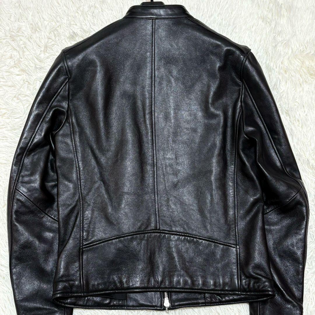 未使用級 ナノユニバース ラムレザー シングルライダースジャケット 黒