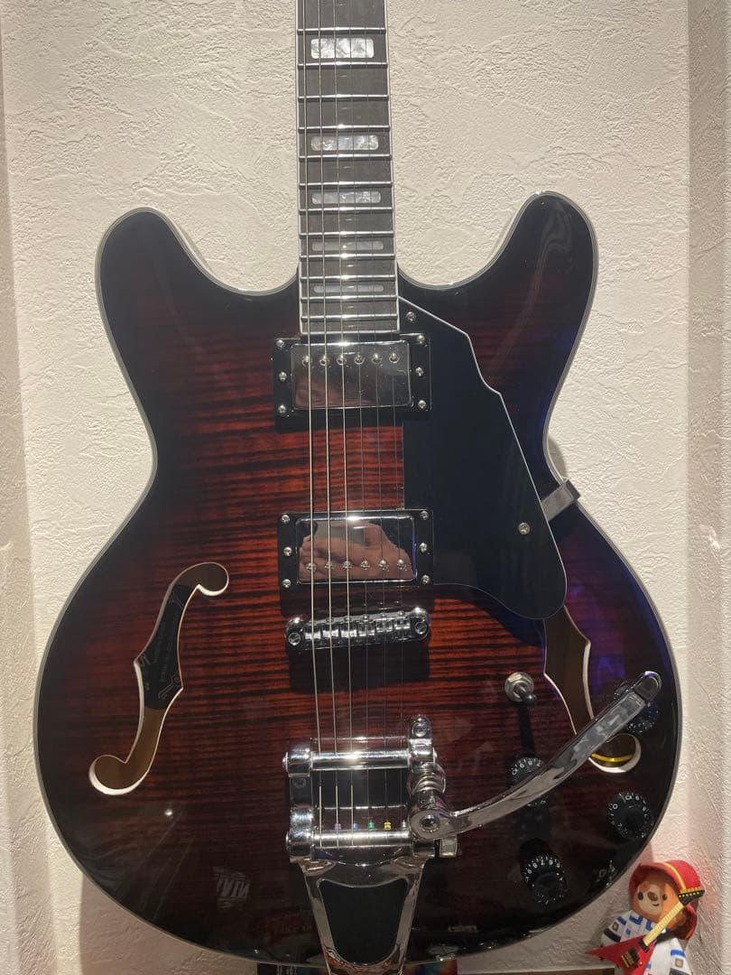 Grote エレキギター ブラウン セミホロウボディ