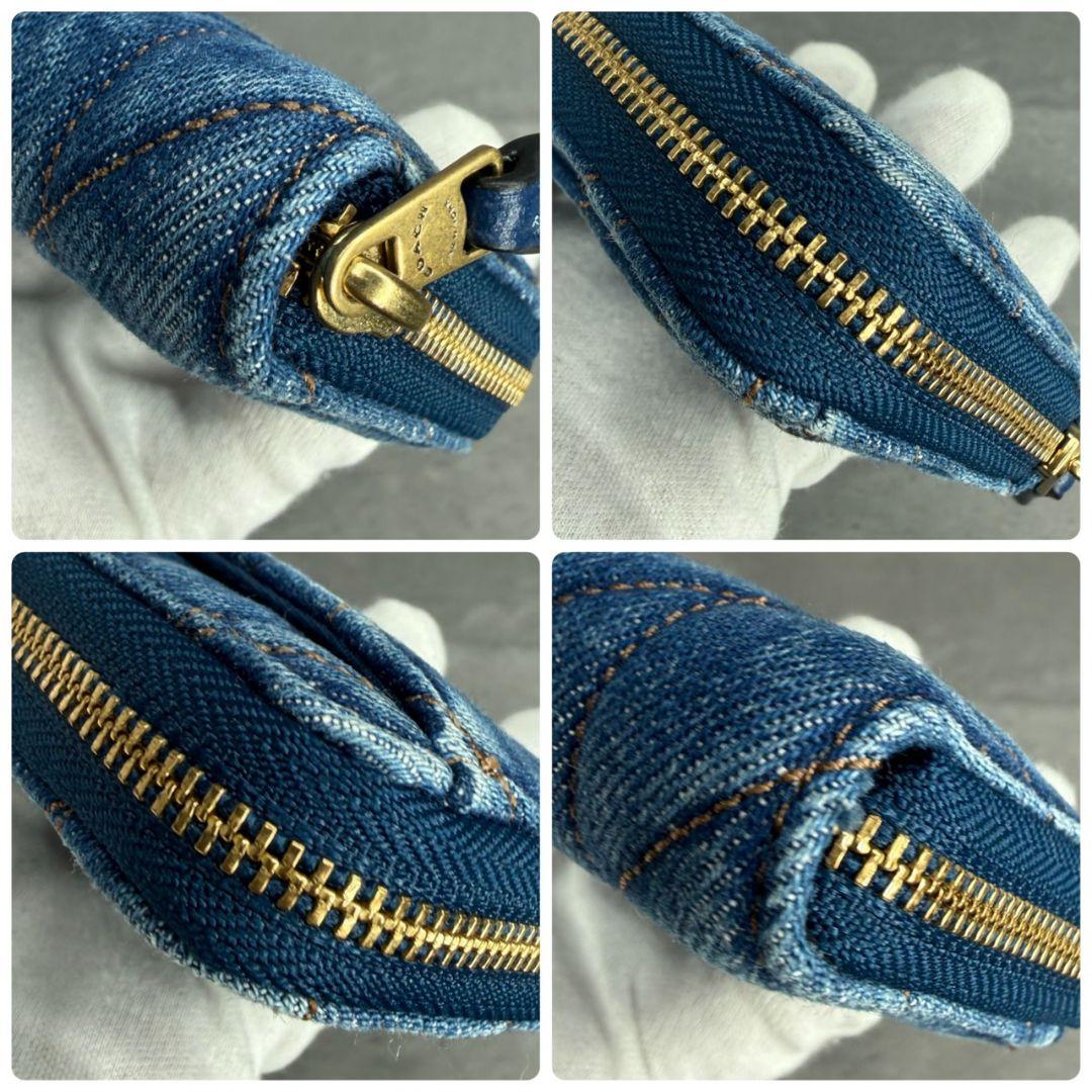 ★未使用品★COACH デニム キルティング ラウンドジップ マルチケース