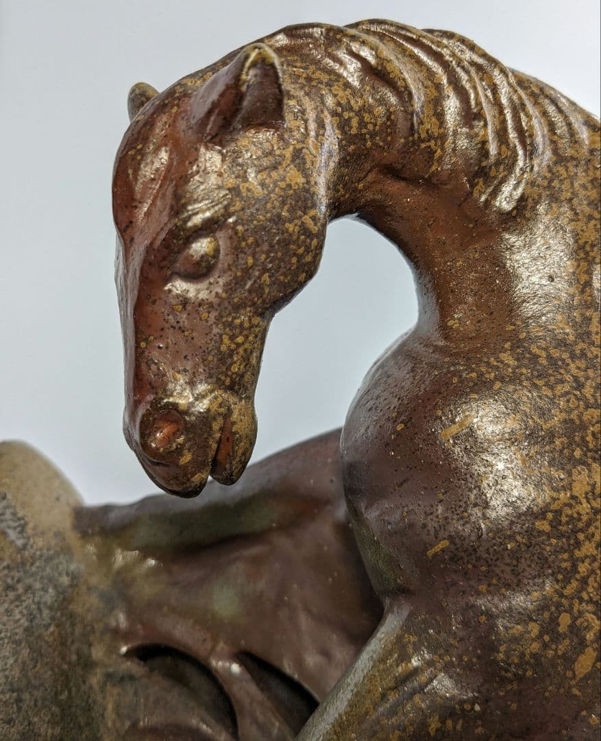 岡山県重要無形文化財 浦上善次 庚午 共箱共布栞 干支置物 馬 ウマ インテリア