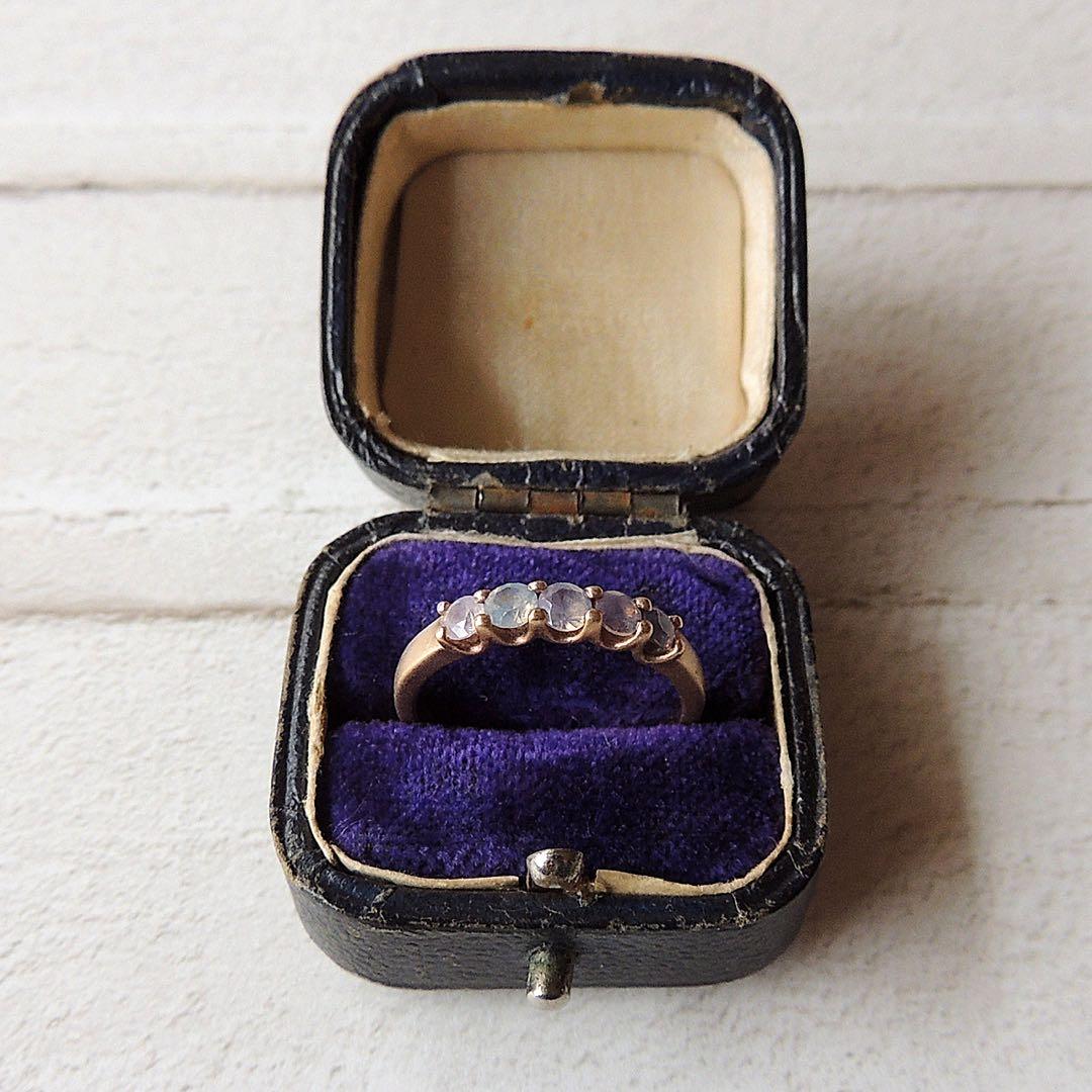 【アンティーク】ジュエリーケース 鮮やかパープル ベルベット リング用