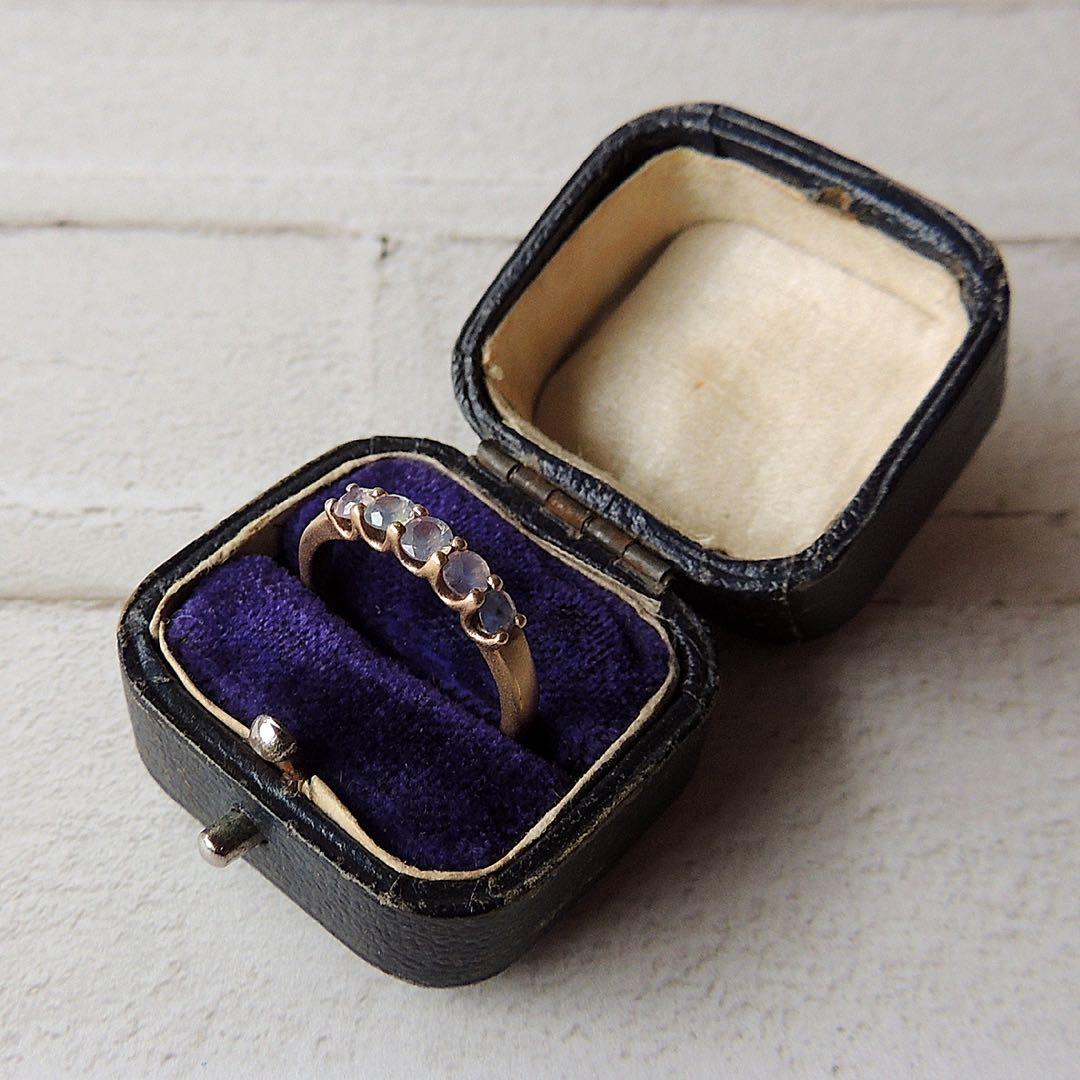 【アンティーク】ジュエリーケース 鮮やかパープル ベルベット リング用