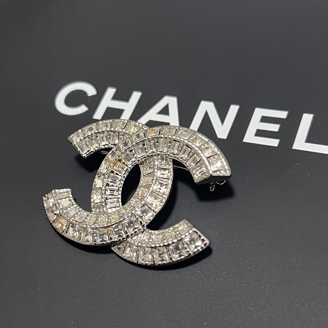 CHANEL シャネル ブローチ 12 A ラインストーン ココマーク シルバー