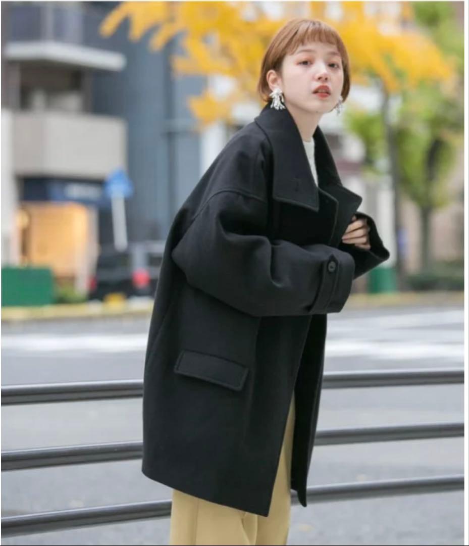 【美品】KBF スタンドカラーコクーンミドルコート