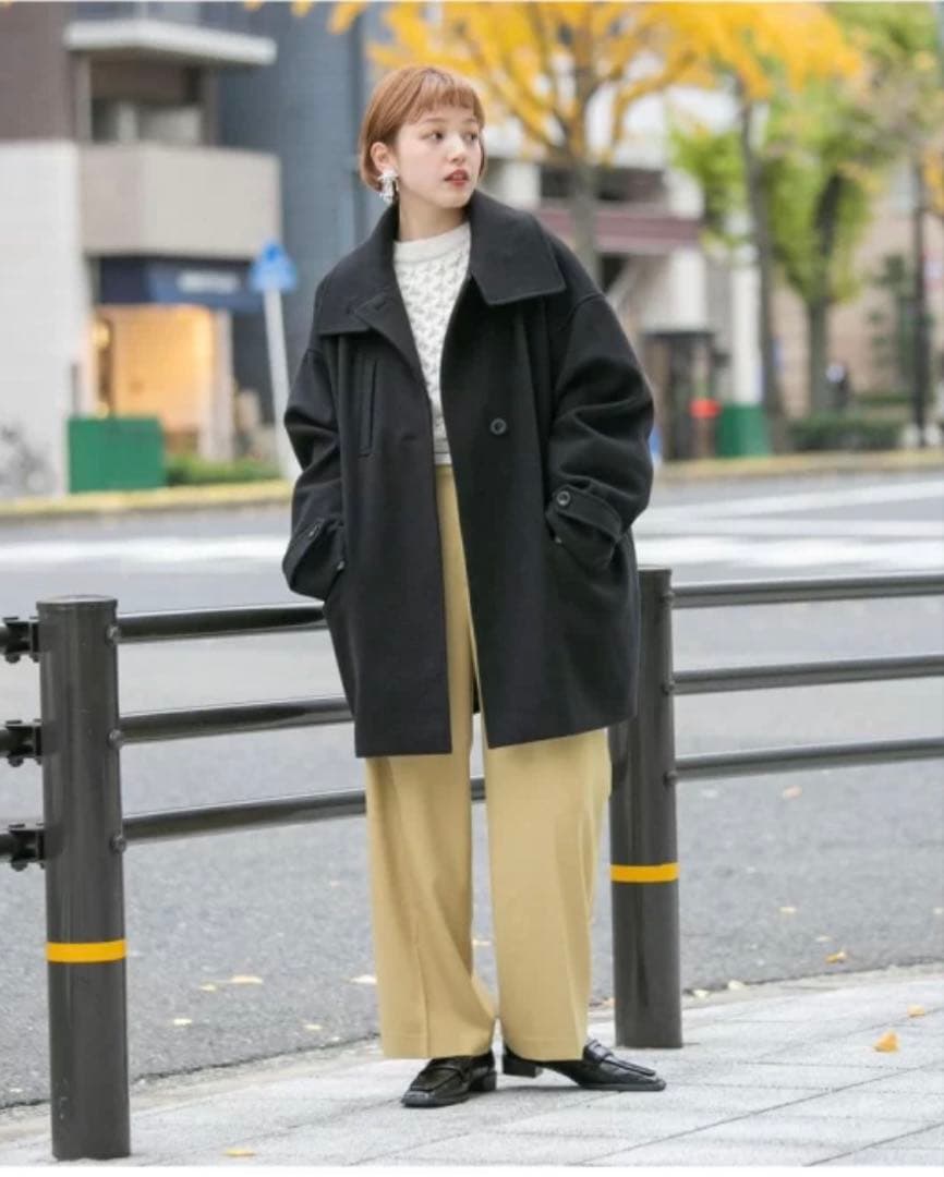 【美品】KBF スタンドカラーコクーンミドルコート