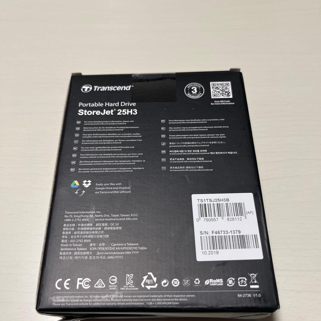 Transcend 外付けHDD 1TB 25H3