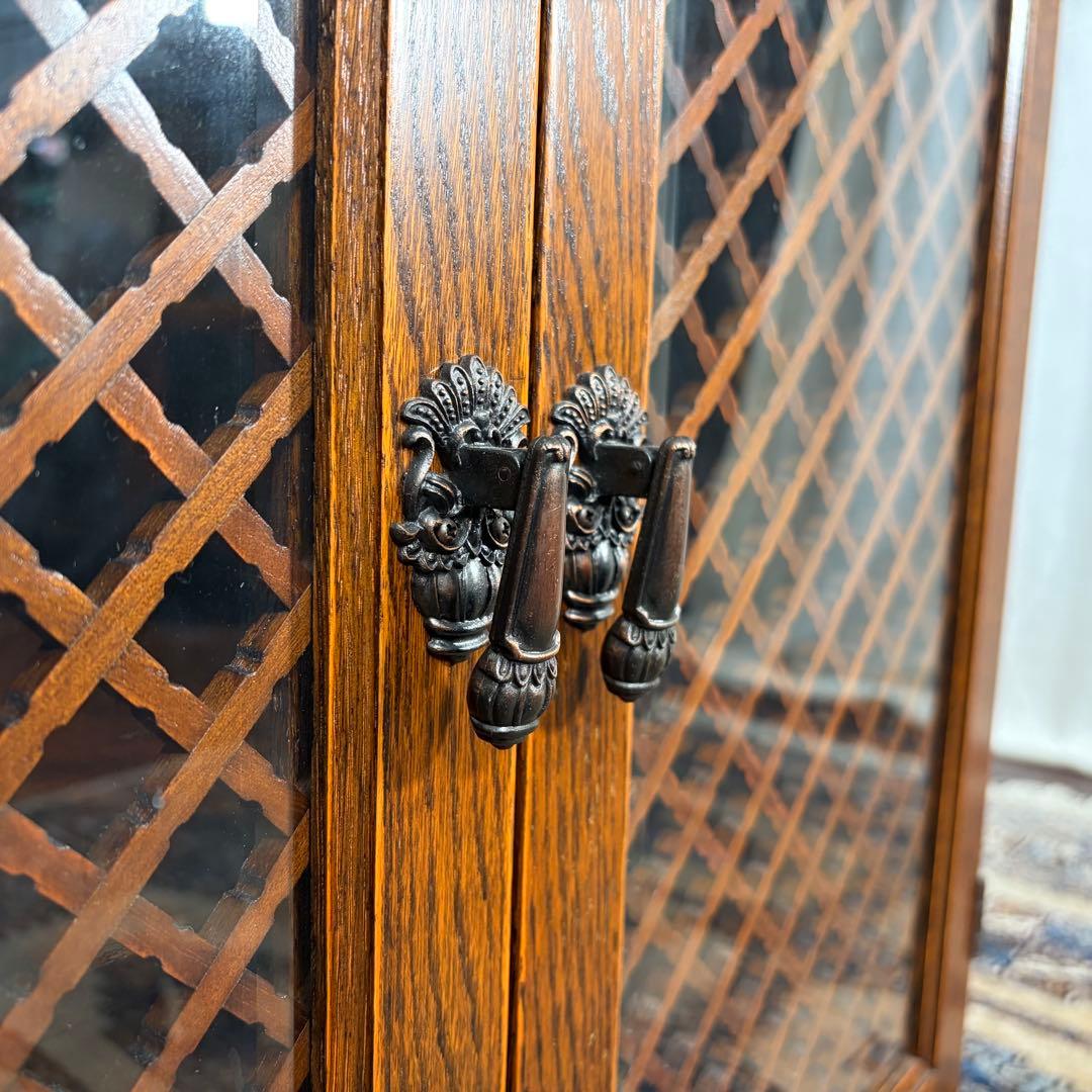 三越ブルージュ キャビネット オーク材 サイドボード ガラス戸 収納 食器棚