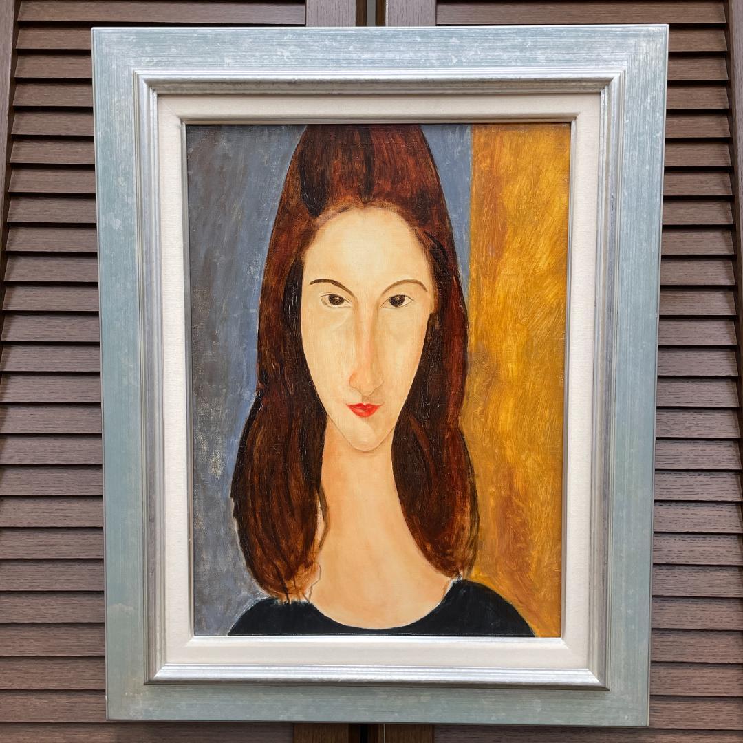 【油絵・模写・原寸大】モディリアーニ『ジャンヌ・エビュテルヌの肖像』P8額付き