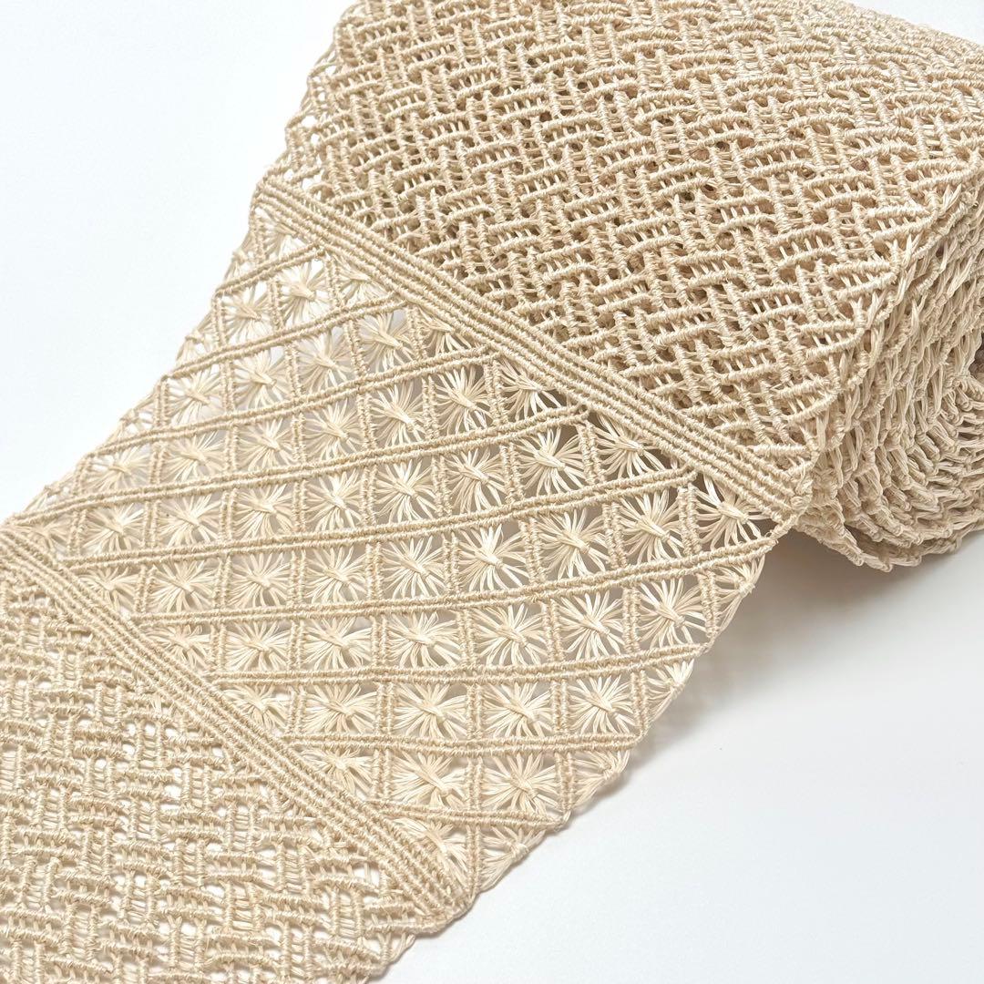 アバカ　半幅帯　M+abaca 網代に花繋ぎ　夏単衣　6542