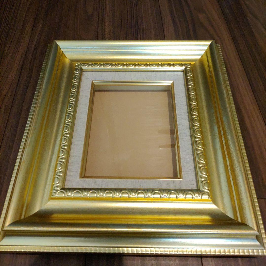 アンティーク調 油彩額 F0号 艶消しゴールド