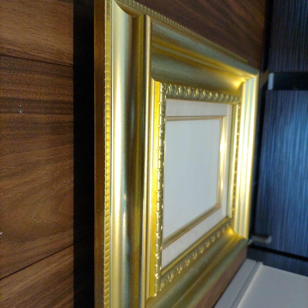 アンティーク調 油彩額 F0号 艶消しゴールド