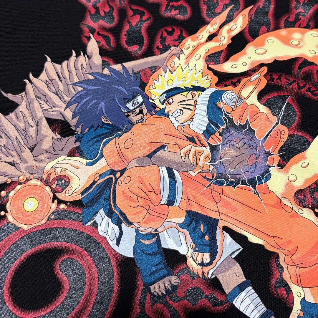 NARUTO ナルト×サスケ アニメ Tシャツ 両面プリント ブラック XL
