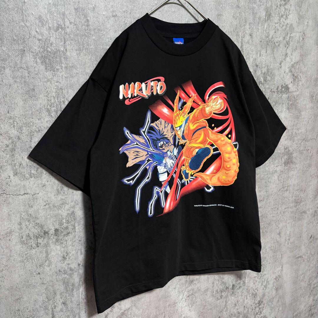 NARUTO ナルト×サスケ アニメ Tシャツ 両面プリント ブラック XL