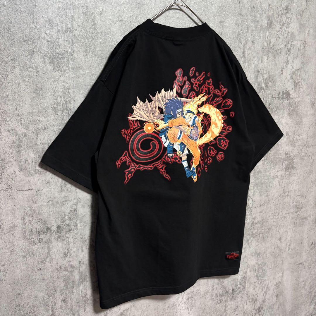 NARUTO ナルト×サスケ アニメ Tシャツ 両面プリント ブラック XL