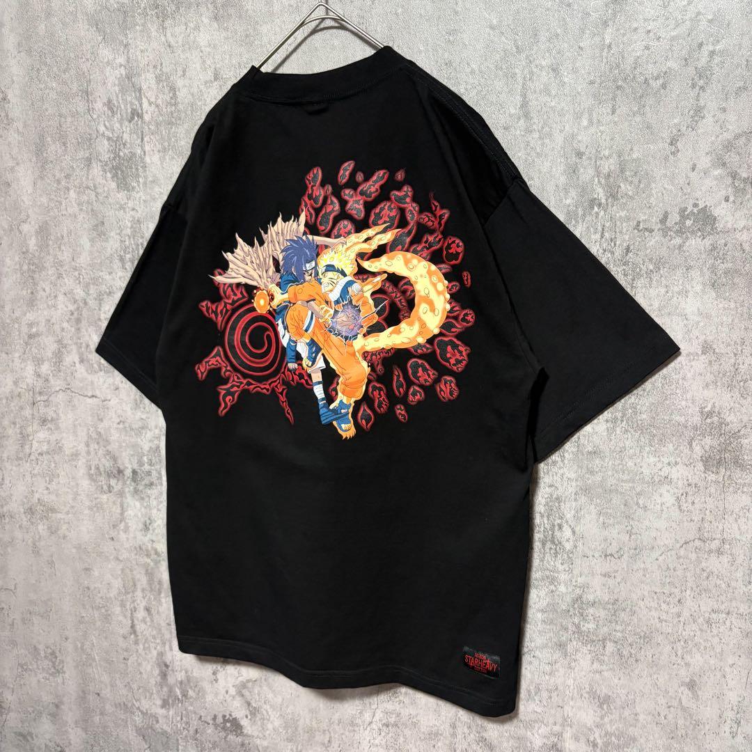 NARUTO ナルト×サスケ アニメ Tシャツ 両面プリント ブラック XL