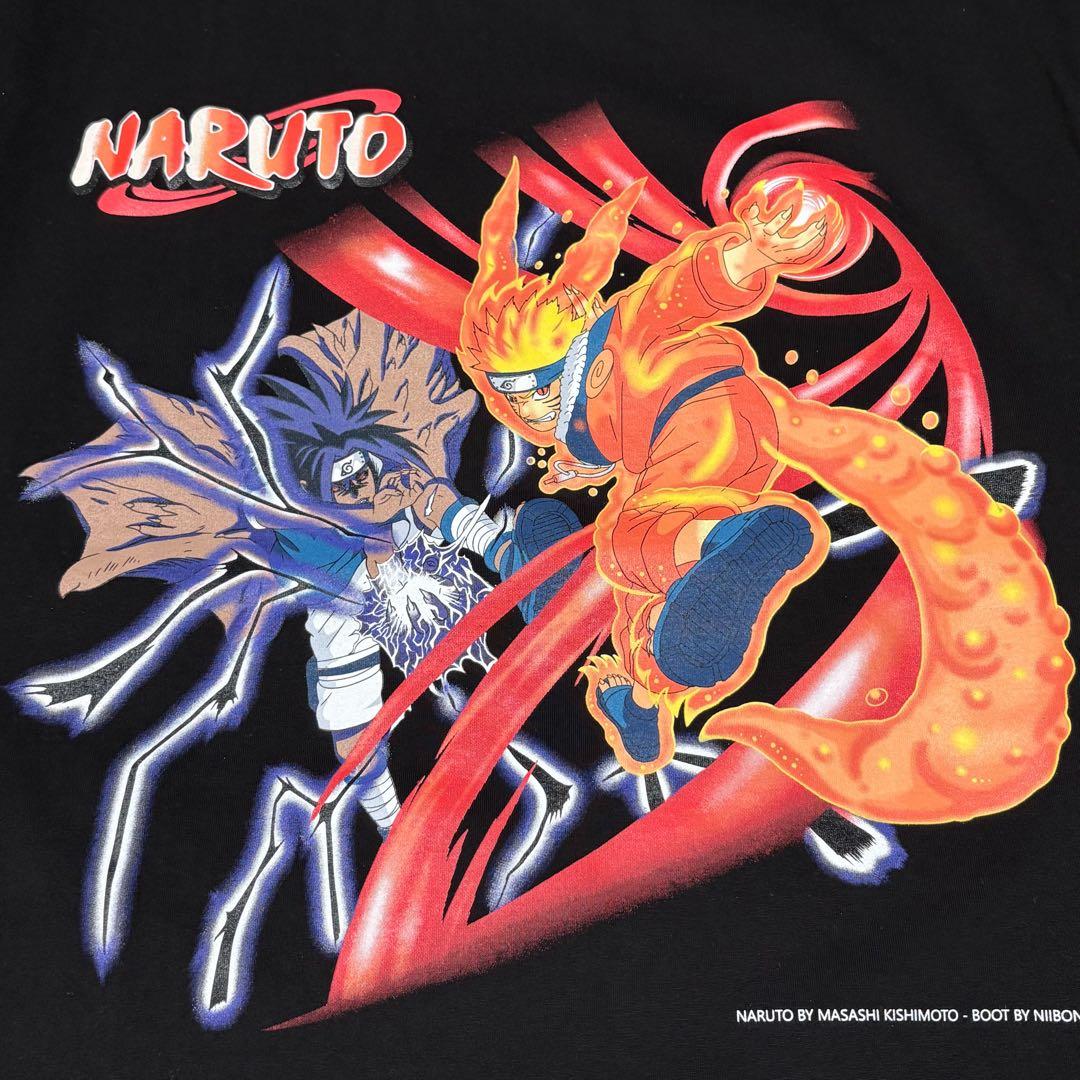 NARUTO ナルト×サスケ アニメ Tシャツ 両面プリント ブラック XL