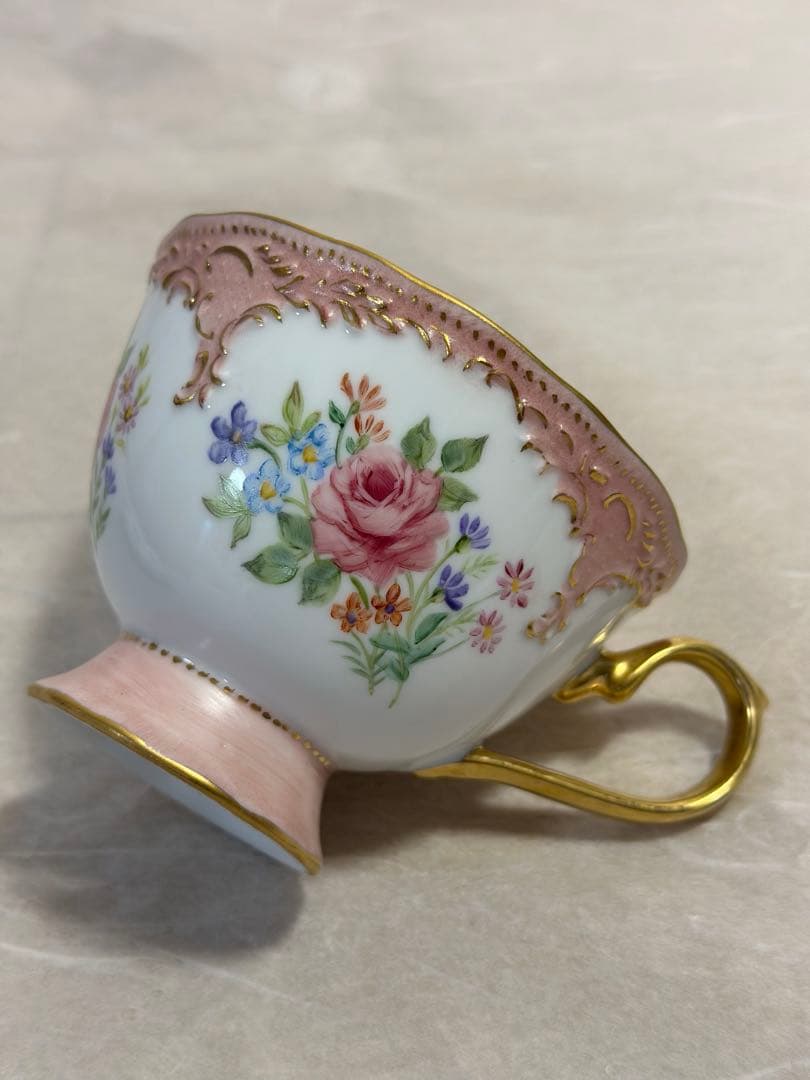 アンティーク　ドレスデン ティーカップ＆ソーサー　ヴィンテージ　一点物