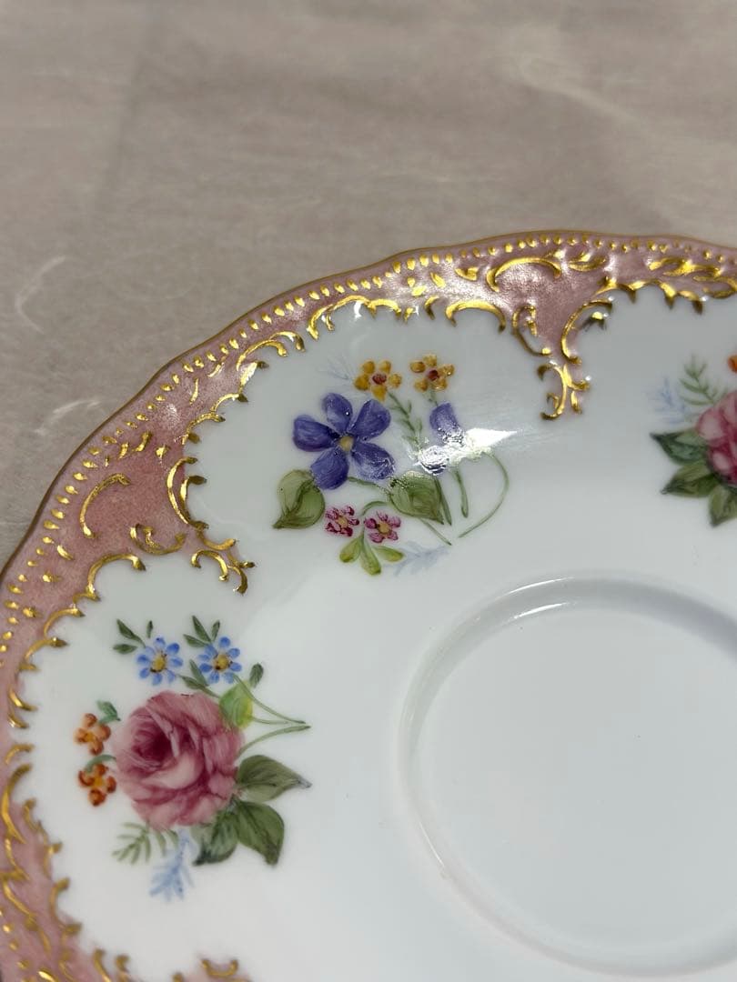 アンティーク　ドレスデン ティーカップ＆ソーサー　ヴィンテージ　一点物