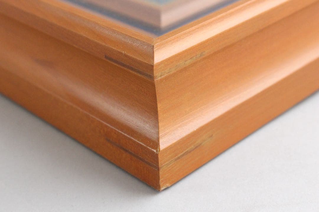 No4425 額装　住吉久志「紅葉の寒霞渓」油彩画　P6号　畳箱付　送料無料