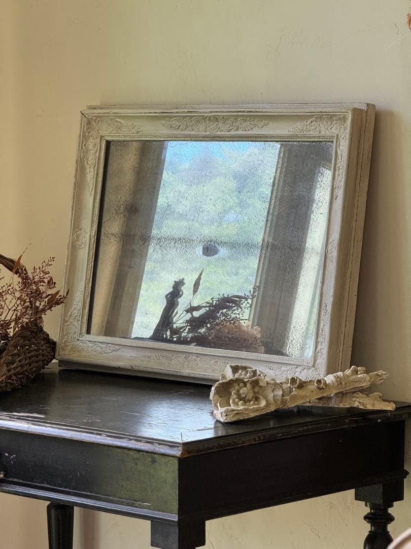 フレンチアンティーク ホワイトペイント シャビーシック ミラー