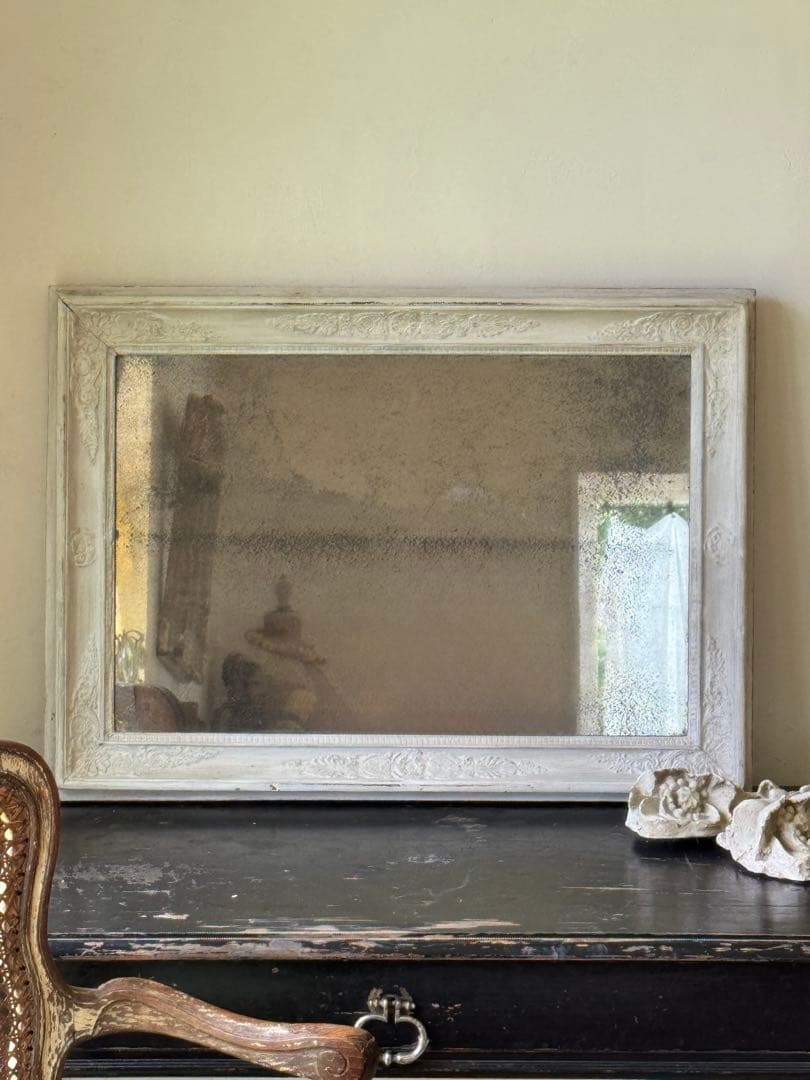 フレンチアンティーク ホワイトペイント シャビーシック ミラー