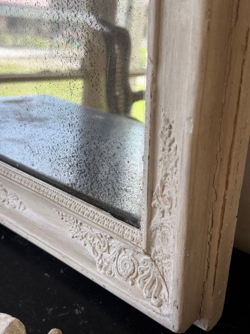 フレンチアンティーク ホワイトペイント シャビーシック ミラー