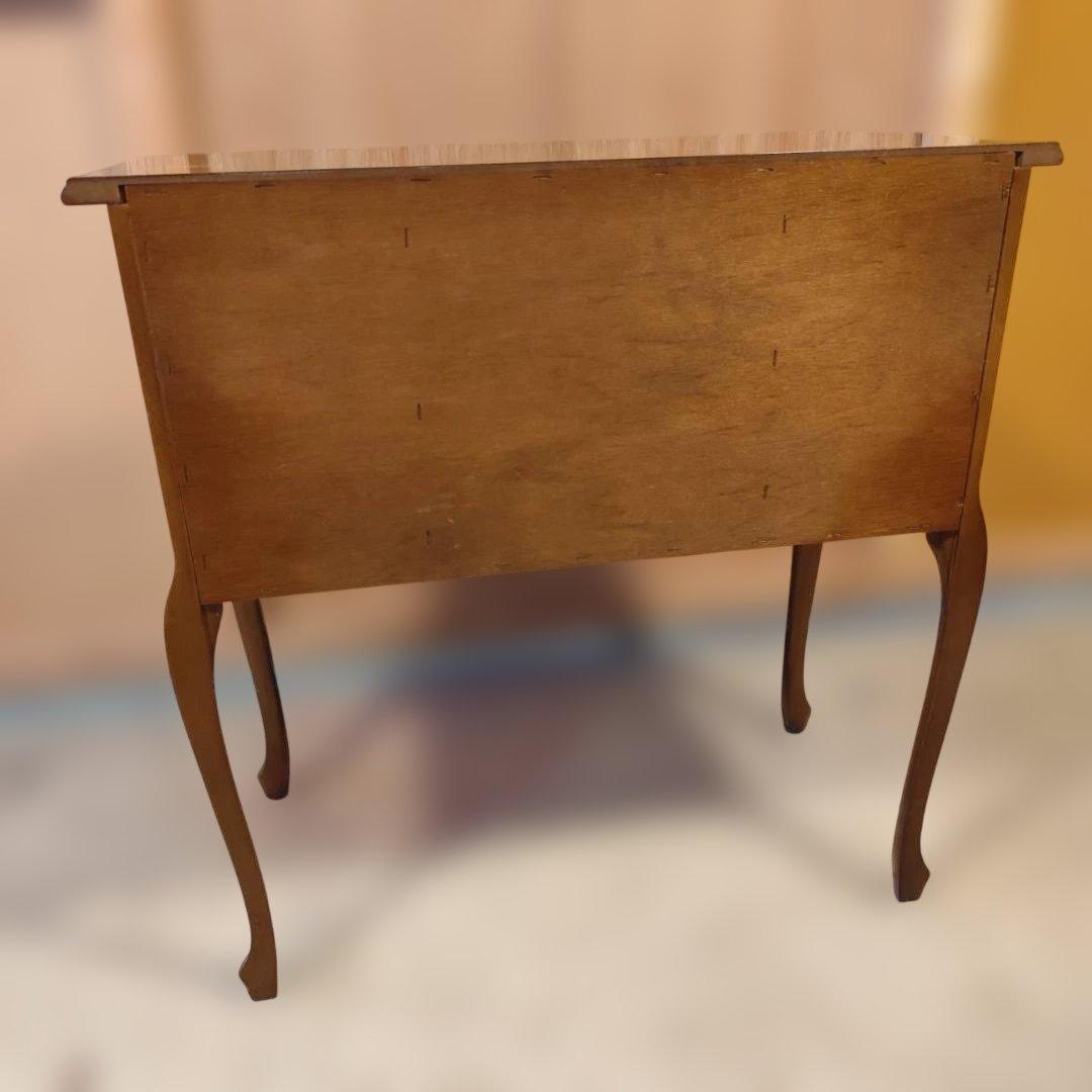 アンティーク調 猫脚コンソールデスク サイドチェスト かごめ編み ラタン