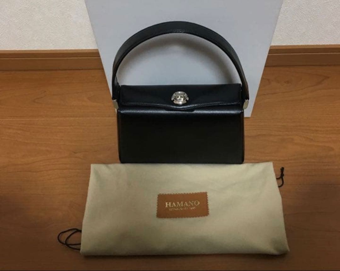 新品 濱野皮革工藝 ハマノ フォーマルバッグ コキーユ　シルバー金具